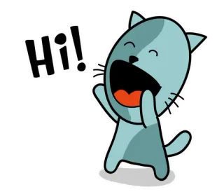 😄 Hi! 고양이, 인사, 친절한, 만화, 안녕 telegram sticker