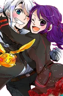😶 anime, karakter, pasangan, tersenyum, berpelukan telegram sticker