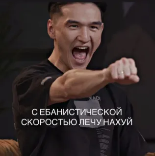 😁 С ЕБАНИСТИЧЕСКОЙ СКОРОСТЬЮ ЛЕЧУ НАХУЙ meme, aggressive, russian, anger, profanity telegram sticker