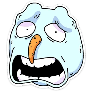 😱 sticker, snowman, cartoon, winter, snow, carrot, face, funny telegram sticker