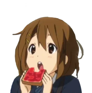 😲 Anime, Fille, Manger, Toast, Confiture whatsapp sticker