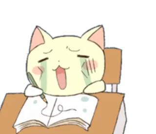 📖 kot, pisanie, biurko, papier, długopis, kreskówka telegram sticker