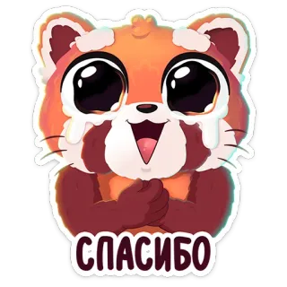 ☺️ СПАСИБО gracias, panda rojo, animal, lindo, agradecido, ruso telegram sticker