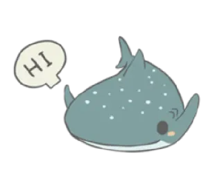 👋 HI tubarão, fofo, animal, mar, desenho animado telegram sticker