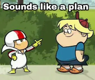 👌 Kick Buttowski Sounds like a plan мультфильм, друг, план, ребенок telegram sticker