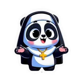 🌟 Panda, Monja, Dibujos animados, Religioso, Animal, Lindo whatsapp sticker