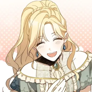 😄 女性, アニメ, 漫画, ポートレート, 金髪, 笑顔 telegram sticker
