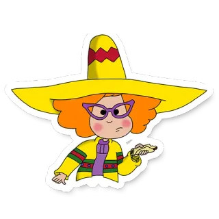 🤢 cartone animato, ragazza, occhiali, sombrero, pizza, cappello messicano telegram sticker