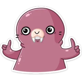 👍 sticker, dessin animé, animal, pouce levé, phoque, mignon, drôle telegram sticker