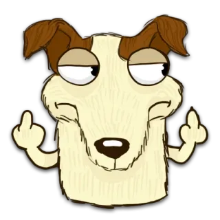 😑 cachorro, dedo do meio, ofensivo, rude, desenho animado, animal, gesto telegram sticker
