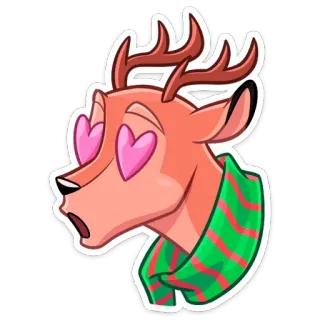 😍 鹿, 動物, 愛, ハート, 可愛い, マフラー telegram sticker