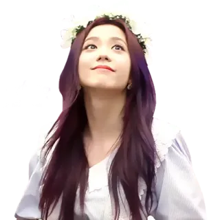 😊 Jisoo kpop, penyanyi, idola, wanita, mahkota bunga, rambut ungu, blackpink telegram sticker