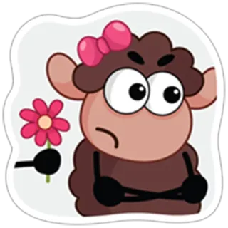 😕 pecora, cartone animato, animale, fiore, carino whatsapp sticker