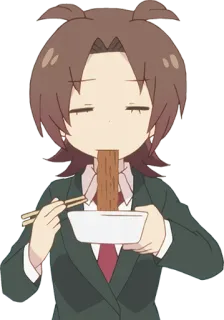 🍜 Anime, Garota, Comendo, Macarrão, Kawaii, Fofa, Desenho animado telegram sticker