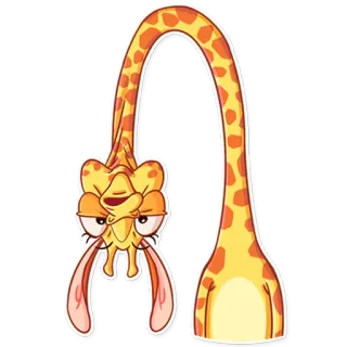 😮 การ์ตูน, สัตว์, ยีราฟ, ตลก, สิ่งมีชีวิต, แปลก, สีเหลือง telegram sticker