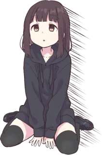 😟 animé, fille, mignon, sweat à capuche, kawaii whatsapp sticker