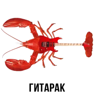 🎸 ГИТАРАК aragosta, chitarra, animale, musica, rosso telegram sticker