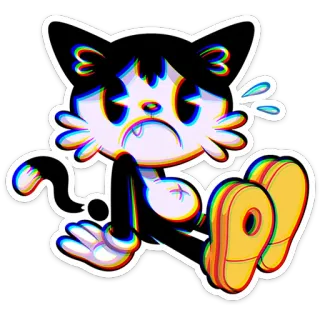 ☹️ desenho animado, gato, personagem, ilustração, adesivo, kawaii, fofo whatsapp sticker