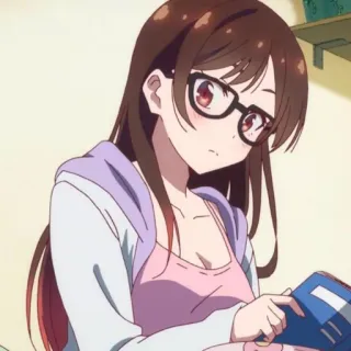 🍓 Chizuru Ichinose Rent-A-Girlfriend Anime, Desenho animado, Garota, Óculos, Personagem, Rent-a-Girlfriend telegram sticker