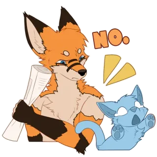 🦊 NO. rubah, hewan, kucing, tidak, kartun telegram sticker