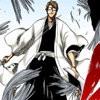 🧬 Sosuke Aizen Bleach 애니메이션, 만화, 사신, 대장, 안경 telegram sticker