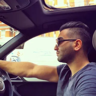 🖤 man, driving, car, sunglasses, profile telegram sticker