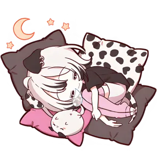 😴 Anime, Cartoon, Schläfrig, Mond, Sterne, Niedlich telegram sticker