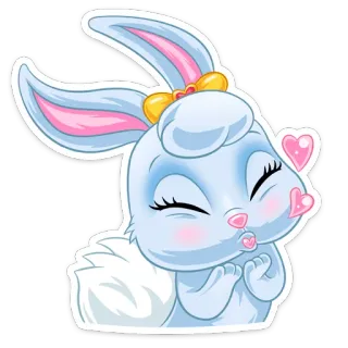 😘 coelho, fofo, animal, adesivo, desenho animado, beijo, beijinho telegram sticker