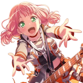 🦩 อนิเมะ, ผู้หญิง, ตัวละคร, กีตาร์, เพลง, ผมสีชมพู telegram sticker