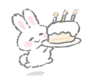⚰ lapin, lapinou, gâteau, anniversaire, fête, mignon, kawaii, dessert telegram sticker