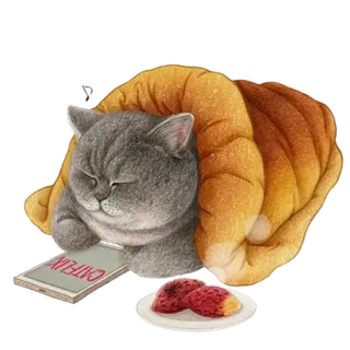 ☕️ CATFLIX 고양이, 자는, 빵, 귀여운, 동물, 애완 동물, catflix telegram sticker