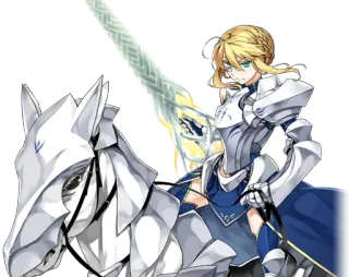 👑 Artoria Pendragon Fate/stay night อนิเมะ, แฟนตาซี, ดาบ, ชุดเกราะ, อัศวิน, ม้า telegram sticker