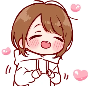 🥰 anime, carino, kawaii, ragazza, cartone animato, chibi, cuori, felice telegram sticker