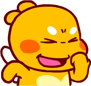 🙌 การ์ตูน, ตัวละคร, น่ารัก, อิโมจิ, สีเหลือง, หัวเราะ telegram sticker