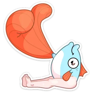 ❤️ ปลา, ขา, ฮิวแมนนอยด์, การ์ตูน, ตลก, แปลก, สิ่งมีชีวิต telegram sticker