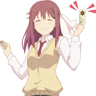 🎫 Anime, Garota, Fofa, Alegre, Uniforme escolar, Sorrindo telegram sticker