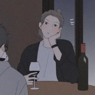🎞 pareja, vino, bebiendo, dibujos animados, cena telegram sticker