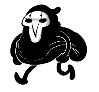 🚶 漫画, マスク, キャラクター, 白黒, フード, 歩く telegram sticker