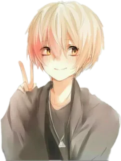 🖤 Animé, Garçon, Signe de paix, Kawaii, Dessin animé, Personnage telegram sticker