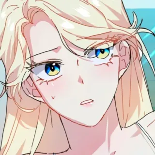 🪞 anime, manga, woman, blonde hair, face, portrait, worried telegram sticker