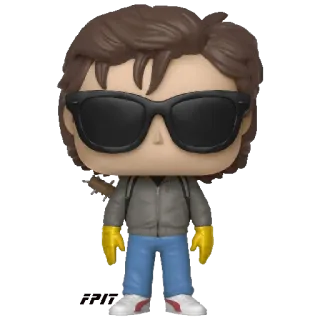 😎 Steve Harrington Stranger Things Steve, Harrington, Stranger Things, TV Show, Pop Figure, Sunglasses, Demogorgon, baseball bat telegram sticker