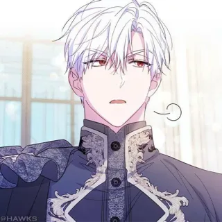 🖤 Anime, Manga, Personnage, Cheveux blancs, Yeux rouges, Tenue de soirée telegram sticker