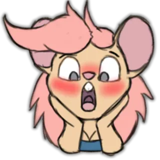 😍 Cartoon, Personage, Geschrokken, Verrassing, Dier, Roze haar telegram sticker