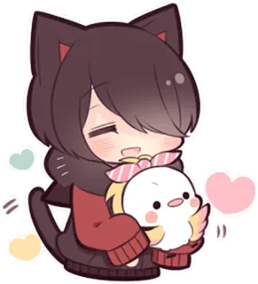 😄 Anime, Gatto, Kawaii, Chibi, Carino, Sticker, Cuore, Cartone animato whatsapp sticker