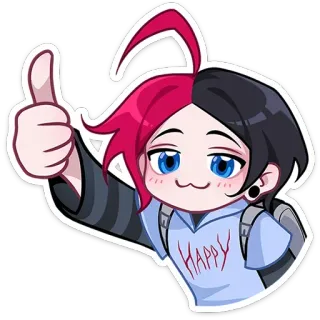 👍 HAPPY 애니메이션, 귀여운, 행복한, 치비, 캐릭터, 스티커 telegram sticker