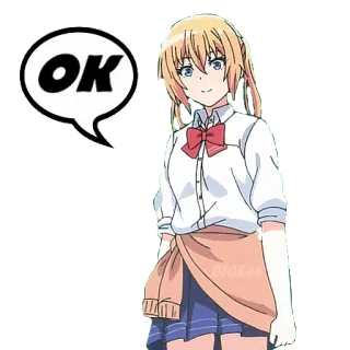 🆗 OK 动漫, 好的, 气泡, 女孩, 角色 telegram sticker
