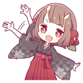 👋 Anime, Manga, Japanisch, Kawaii, Süß, Kimono, Mädchen, Cartoon whatsapp sticker