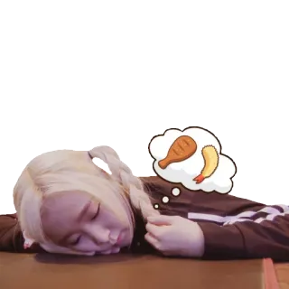 🍤 การนอนหลับ, อาหาร, ความฝัน, ผู้หญิง, โต๊ะ, ผมบลอนด์ telegram sticker