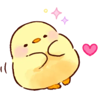 🥰 น่ารัก, ลูกเจี๊ยบ, คาวาอิ, หัวใจ, สัตว์, สีเหลือง telegram sticker