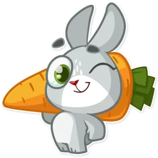 😉 ウサギ, ニンジン, 漫画, 可愛い, 動物, ステッカー telegram sticker